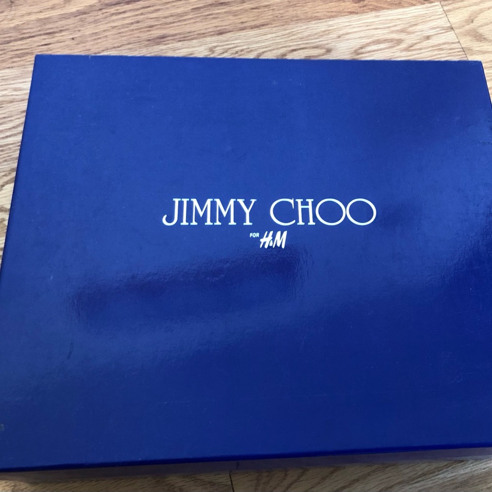 Jimmy Choo for H&M size 8/39 black stilettos with animal print and gold buckles